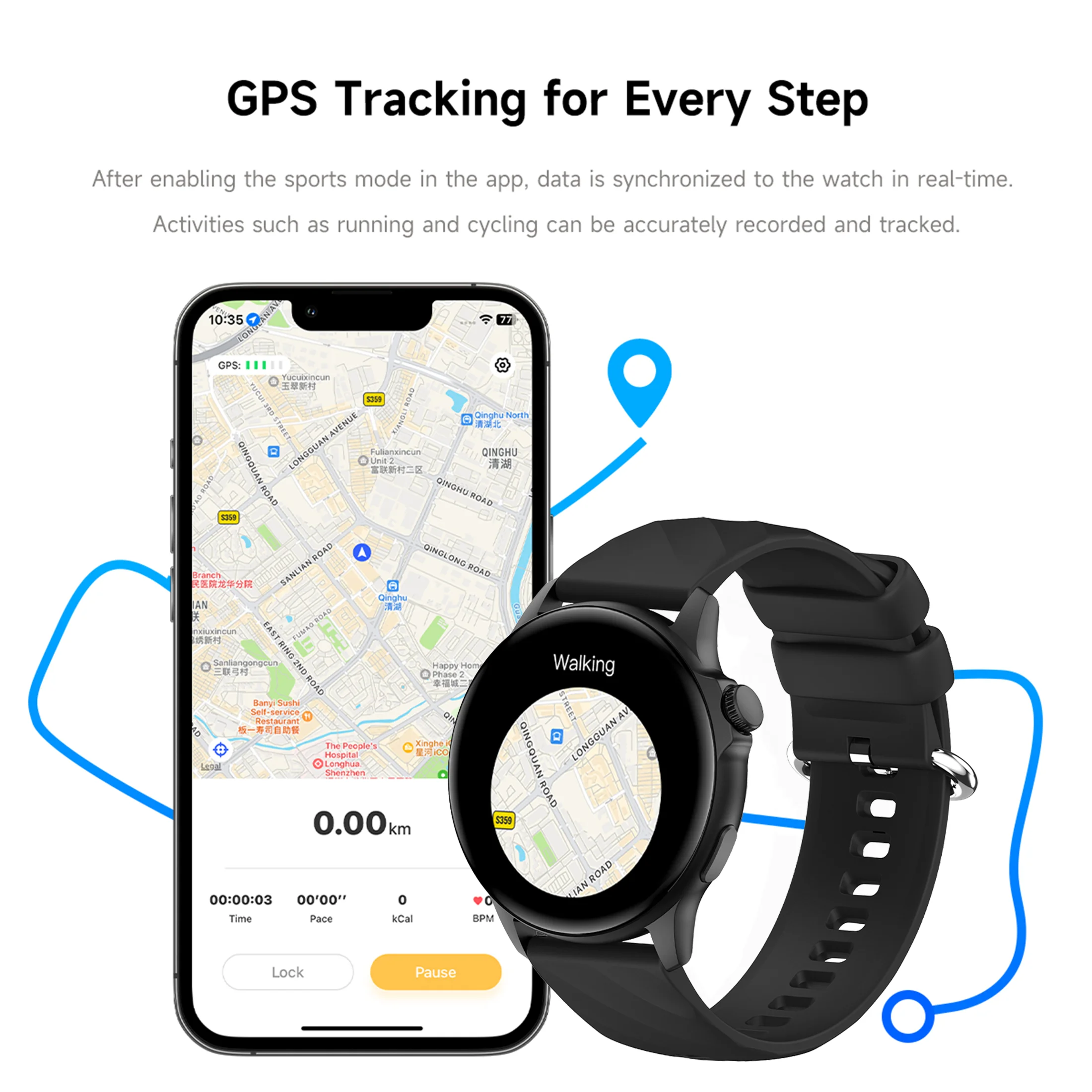 Men's Waterproof Smart Watch with Bluetooth Call Heart Rate & Blood Pressure Compatible with Android & iOS Women's Sports watch