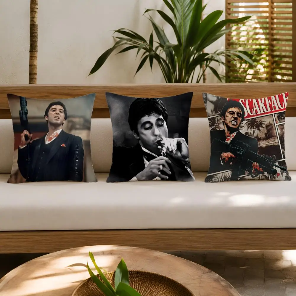 Classic S-Scarface Movie Cushion Cover Wrinkle-Resistant Short Plush Cushion Covers Breathable Machine-Washable