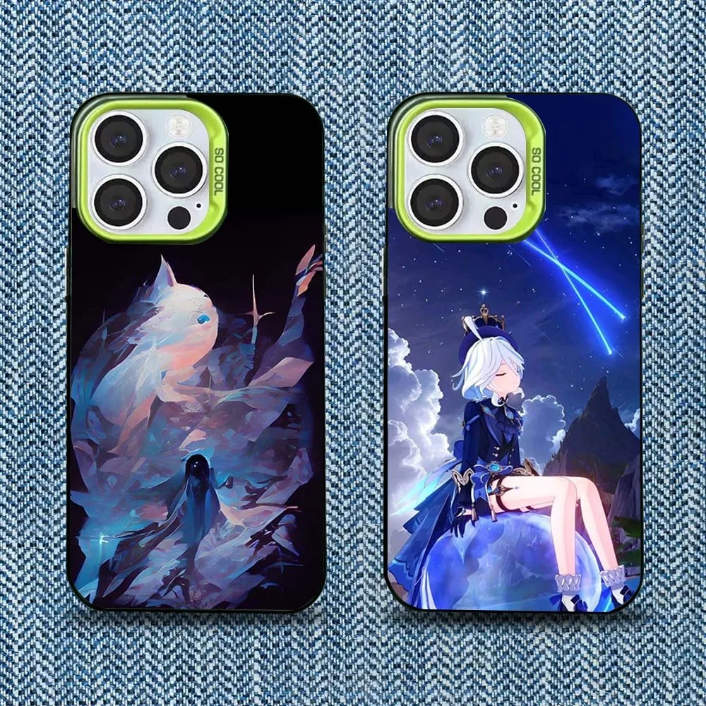 

Shenhe Genshin Impact Furina Phone Case For iPhone 16,15,14,13,12,11,Pro,Max,Plus,Mini,XS,SE Anti Fall Green Matte Hard Bumper