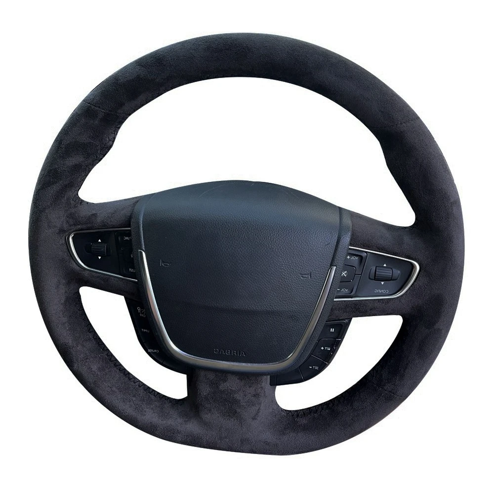 

Braid Car Steering Wheel Cover Wrap Hand Sewing Anti-Slip Black Suede Leather For Peugeot 508 SW 2011-2018 Car Accessories