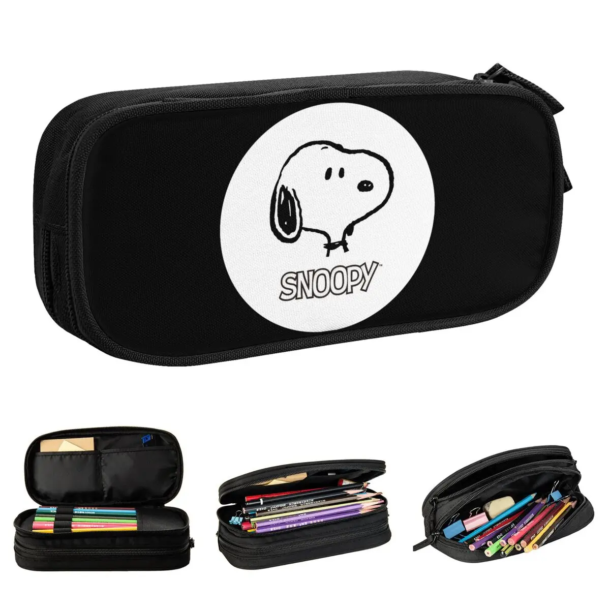 Large-capacity Pen Box Snoopy Logo Peanuts Comic Characters School Accessories Double Layer Pen Case Make Up Bag Amazing Gift