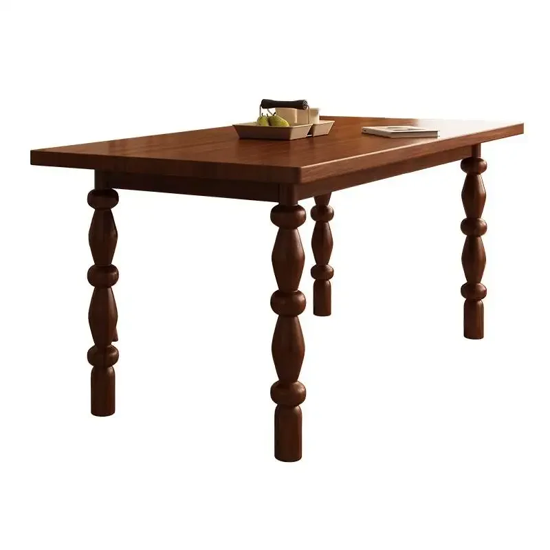 

French medieval solid wood dining table rectangular living room desk, household small apartment retro dining table desk