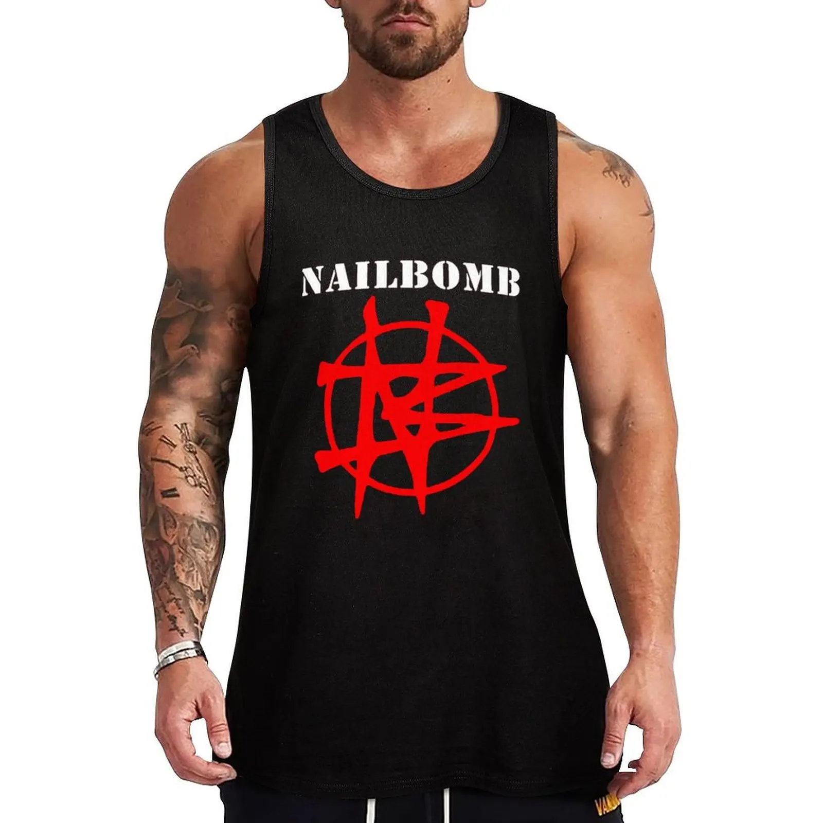 Nailbomb Band Logo, Band name Nailbomb Tank Top anime t-shirts Male vest sports vest