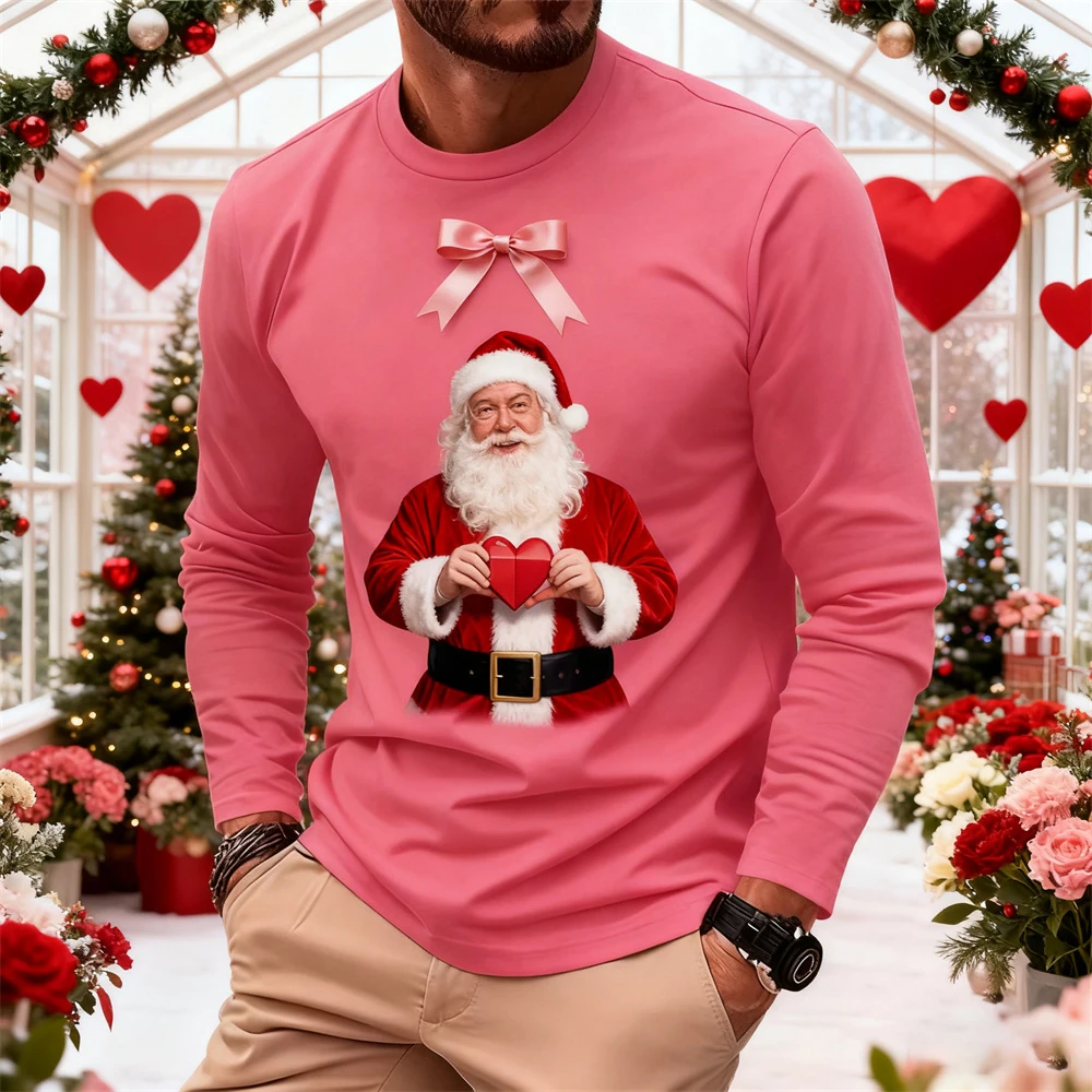 

Новая мужская повседневная толстовка с круглым вырезом и длинными рукавами, 3D дизайн Санта-Клауса, стильная уличная одежда, свободная дышащая футболка, топ