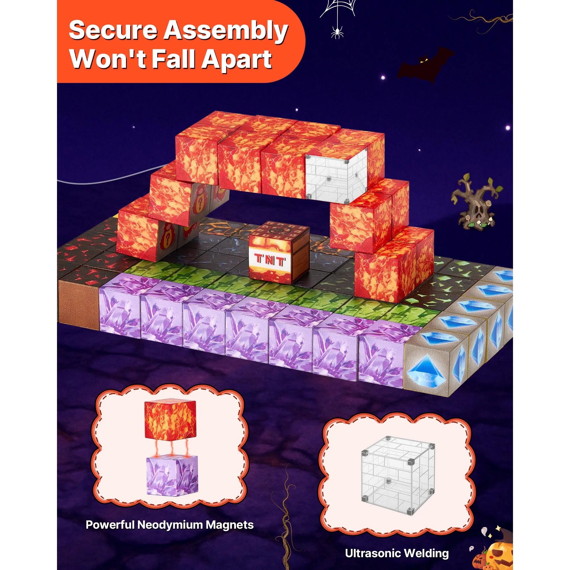 SucceBuy100/150 PCS Blocos Magnéticos Castelo Escuro Conjunto STEM Montessori Brinquedos Sensoriais Cubos de Construção Magnéticos para Crianças Presentes de Aniversário