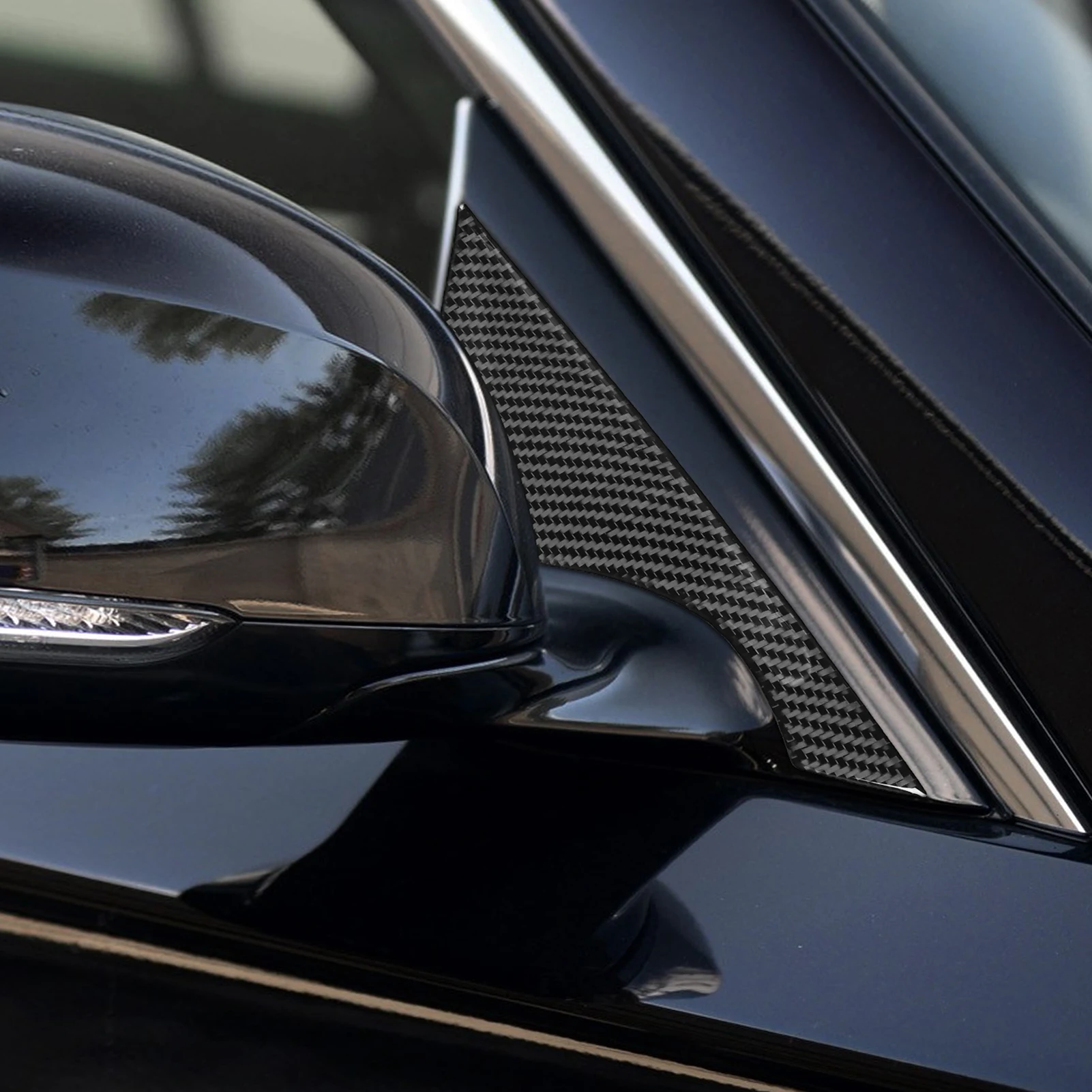 For Infiniti Q50 2014-2020 Real Carbon Fiber External Door A-pillar Panel Cover Decorative Car Decoration Accessories Sticker image 2