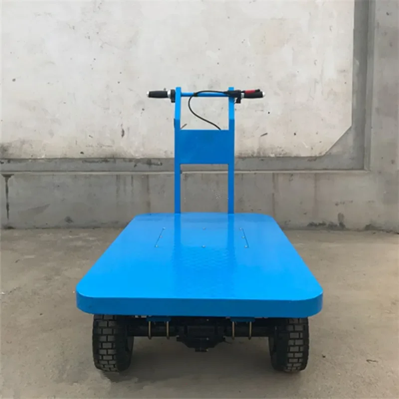 Heavy Duty Hand Held Flatbed Trolley Four Wheel Warehouse Cart High Load Capacity Pulling Truck for Goods Transport