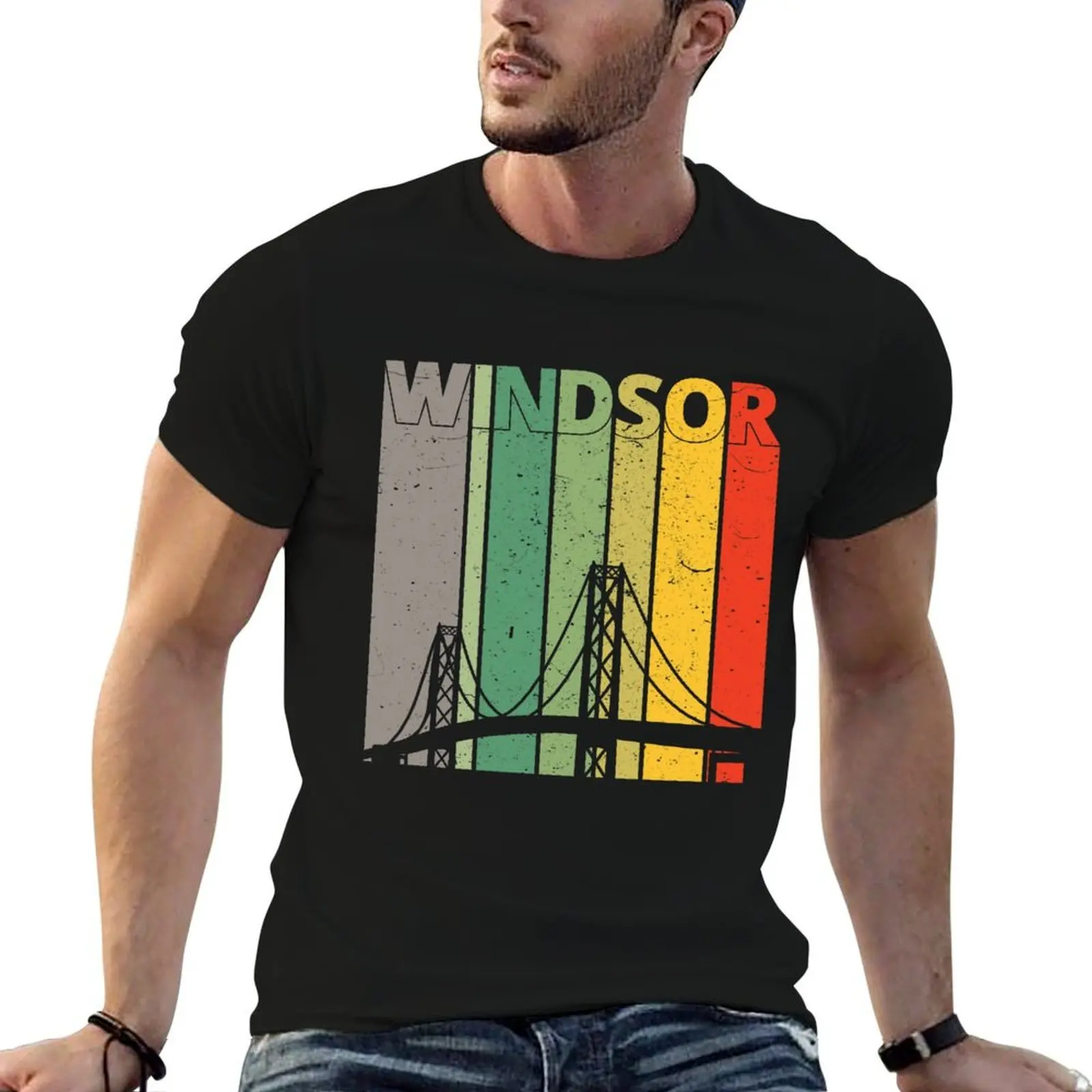 T-Shirt Windsor Ambassador Bridge Vintage Design rétro pour hommes, t-shirt graphique pour hommes