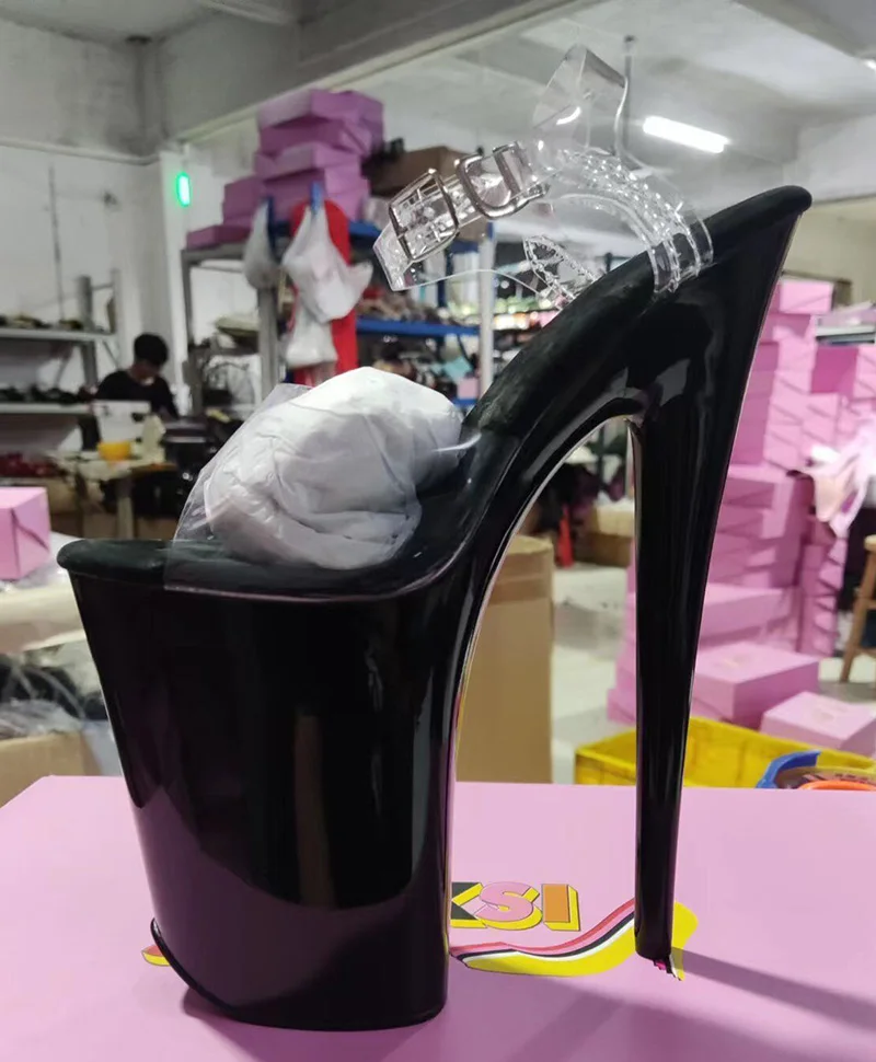 LAIJIANJINXIA New 23CM/9inches PVC Upper Sexy Exotic High Heel Platform Party Sandals Pole Dance Shoes 030