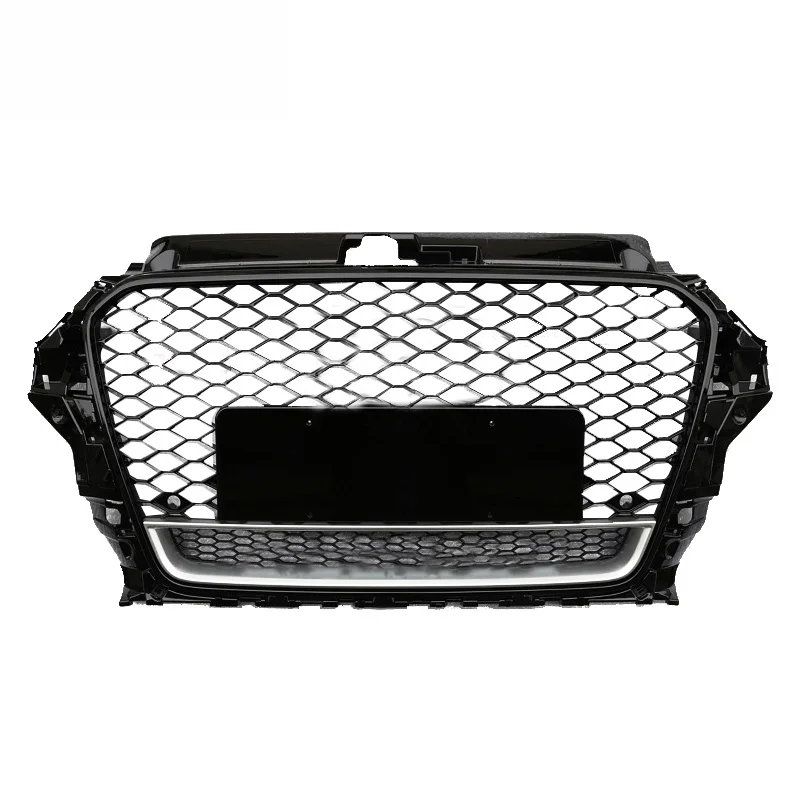 High Quality RS3 Racing Style Gloss Black Carbon Fiber Front Radiator Grille With Quattro Badge Aerodynamic Exterior Refit Body