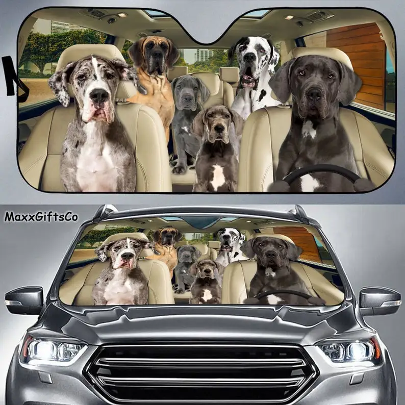 Great Dane Car Sun Shade, Great Dane Windshield, Dogs Family Sunshade, Great Dane Car Accessories, Great Dane Lovers Gift, Car D