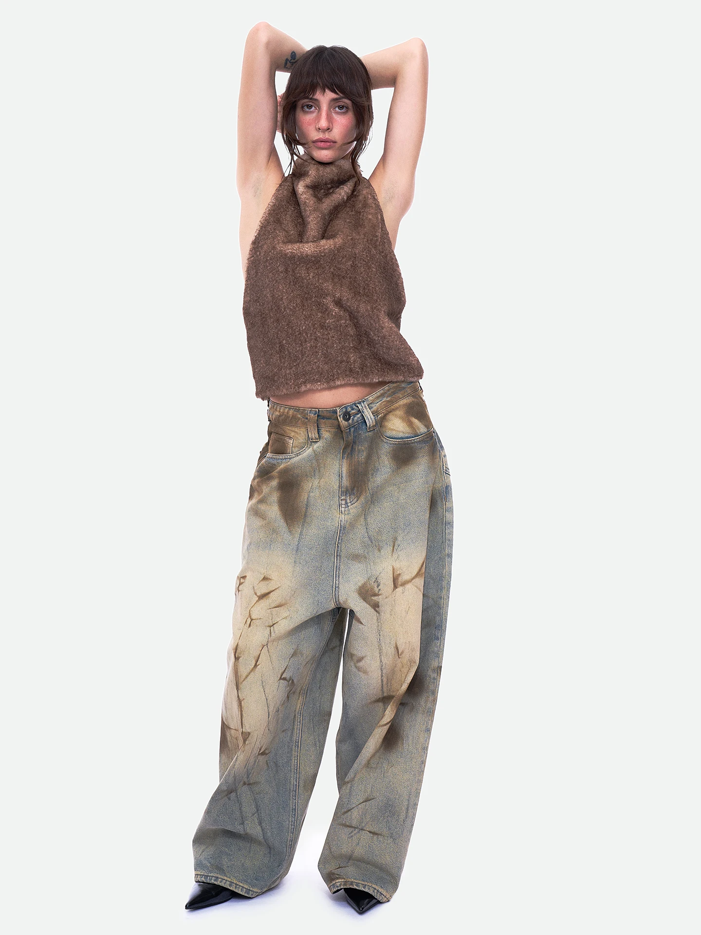 

Retro American Sle Bal Hanging Ne Top for Women Warmth Insulation Pure Color Ladies Vest Strapl Faionable