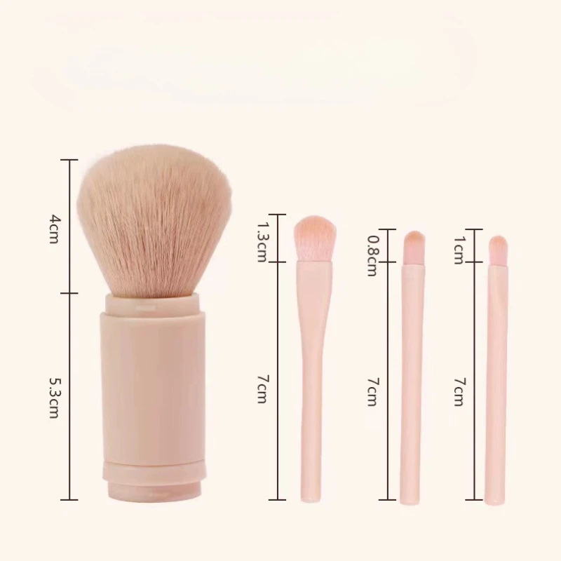 4 in 1 มินิน่ารักแปรงแต่งหน้าแปรงแต่งหน้าท่องเที่ยวชุด Retractable Professional Foundation Blending Powder แปรงอายแชโดว์