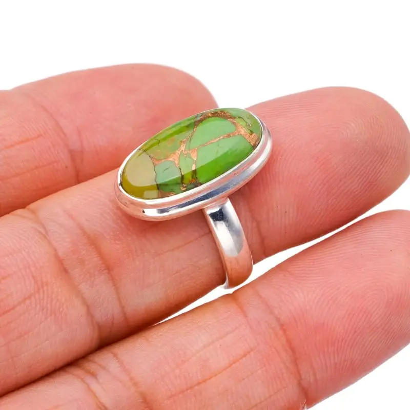 

Hesy® Natural Copper Chalcedony Handmade 925 Sterling Silver Ring 7 F3167