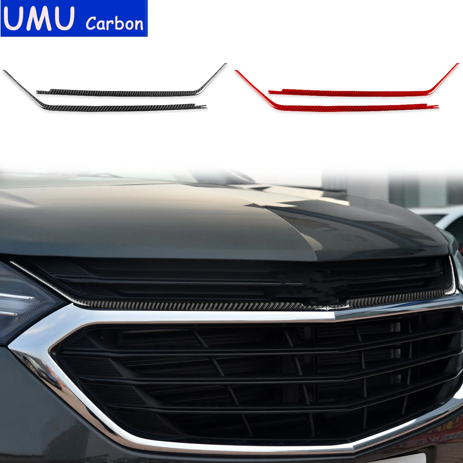 

For Chevrolet Equinox Trailblazer 2018—2022 Car Accessories Carbon Fiber Front Grille Strips Cover Trim Sticker Modification