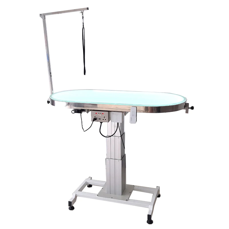 LED Electric Lifting Pet Grooming Table Pet Beauty Tempered Glass Oval Desktop Dogs And Cats Vet Grooming Examine Table
