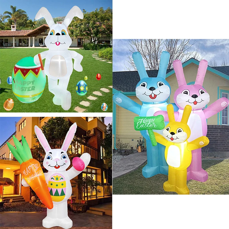 Aufblasbarer Osterhase (1,2 M) Für Garten Und Hof – Wetterfeste Deko Mit Bodenbefestigung, Für Drinnen Und Draußen