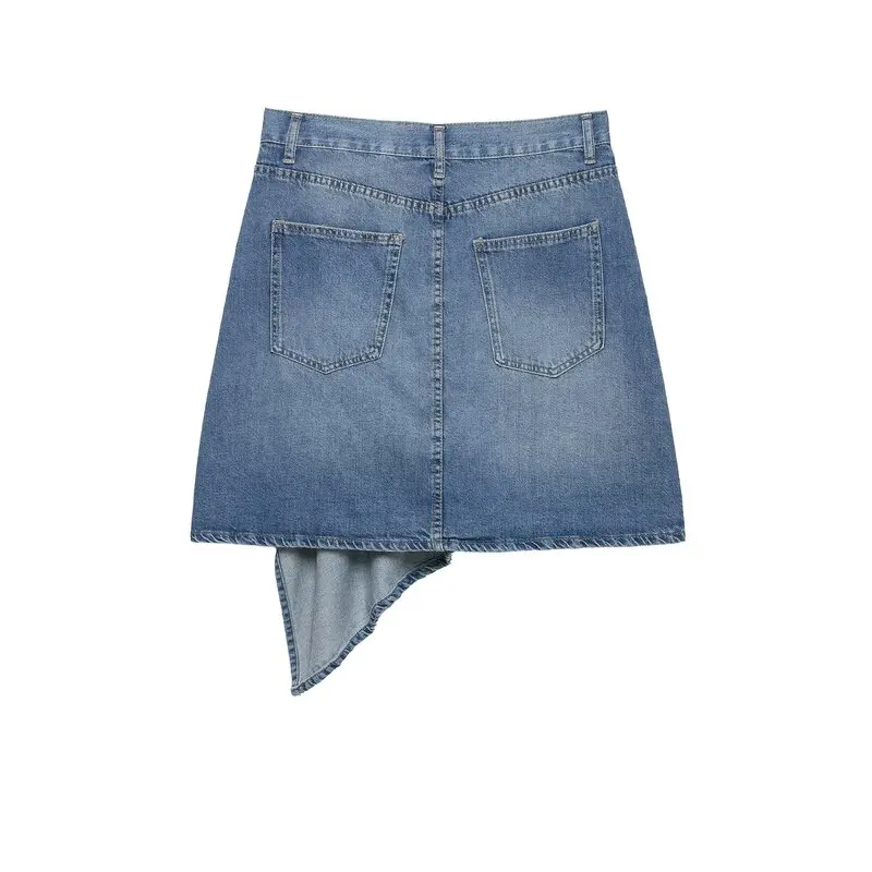 Asymmetric Double Breasted Denim  Skirt Women's mid Waist New Autumn Fashion 2026 A-Line Standard Fit Other Material