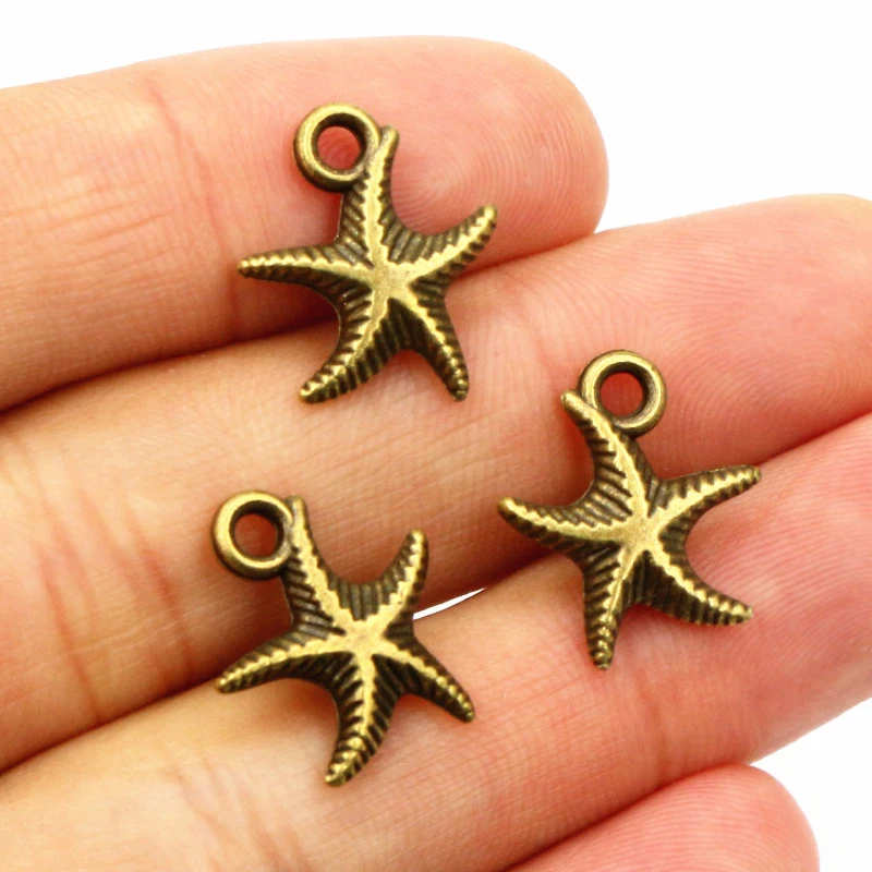 16x13mm 20pcs Antique Silver Plated Bronze Plated Starfish Handmade Charms Pendant:DIY for bracelet necklace