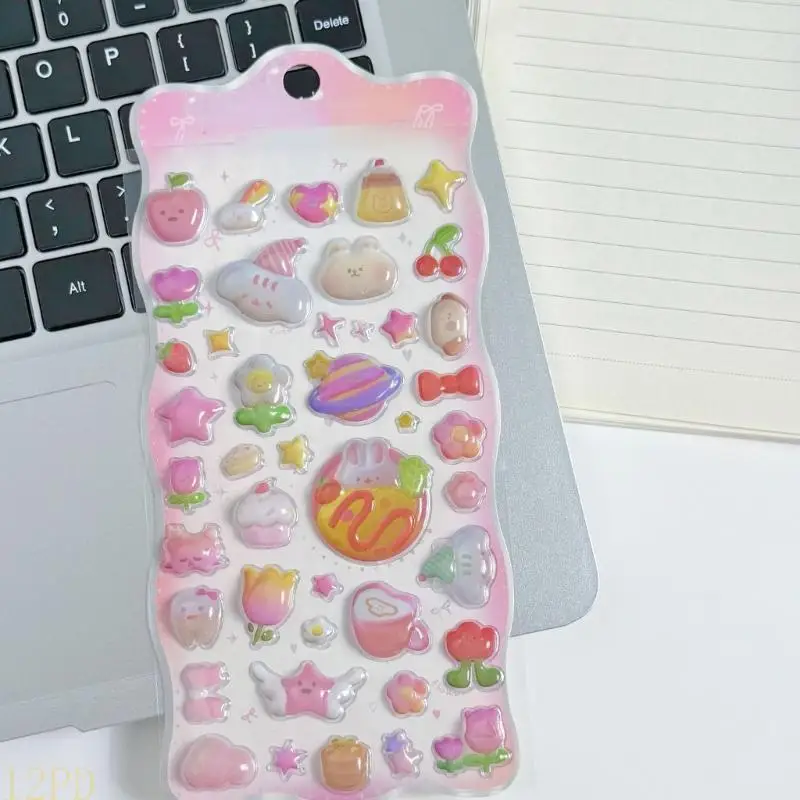 12PD Cartoon Bubble Decal Resin Decorative Sticker Mini Puffer Sticker Embossed Sticker for Scrapbooking Reward Phone