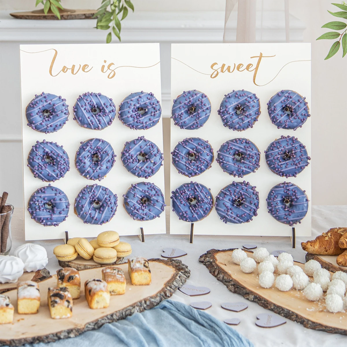 Soporte de madera para Donuts, tablero de soporte para Donuts, decoración de mesa para fiesta de cumpleaños de niños, Baby Shower, recuerdos de boda, suministros para fiestas de matrimonio