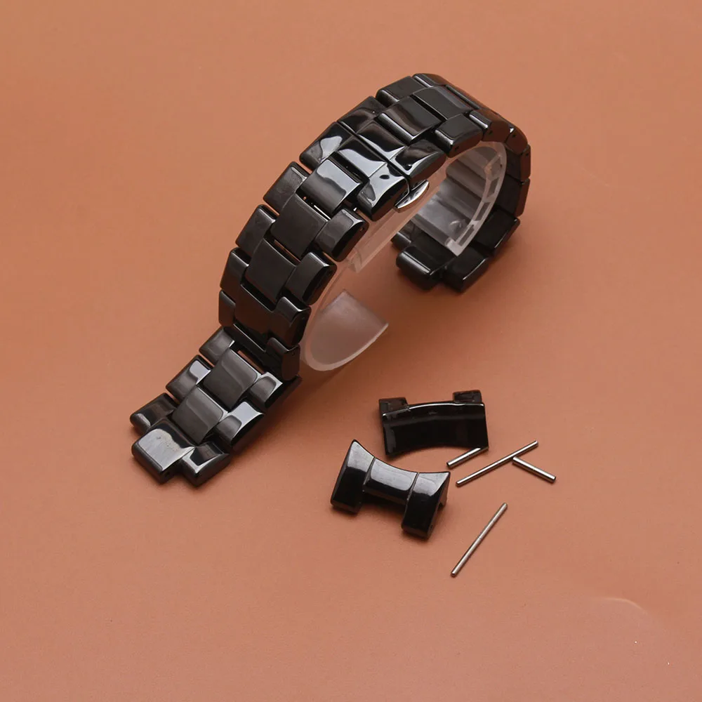 Gelang jam kualitas tinggi untuk AR1400 AR1410 keramik dengan gesper kupu-kupu baja tahan karat 22mm tali jam ujung khusus dipoles