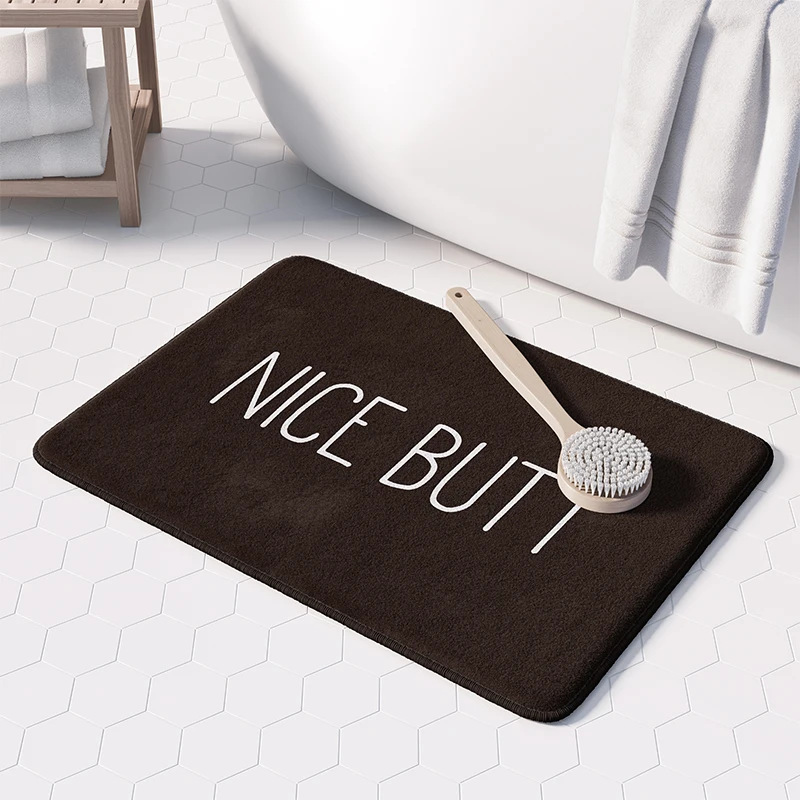 Gaslight Gatekeep Girlboss Nice Butt Black Bath Mat with Non Slip Base Absorbent Cozy Flannel Bathroom Rug Carpet 60 x 40 cm