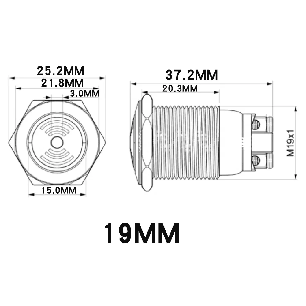 Imagem -05 - Aviso Alarme Luz Lâmpada de Sinal Metal Vermelho Luz Led Flash Piscando Parafuso 19 mm 22 mm 12v 24v Aço Inoxidável