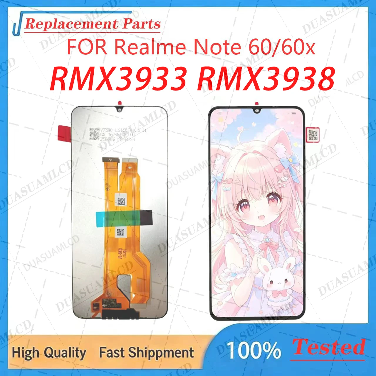 For Realme Note 60 / Note 60x  RMX3933 RMX3938 6.74 Inch 90Hz HD+ LCD Screen Replacement – Compatible Display Assembly