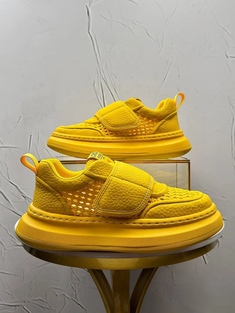 Summer Weave Hollow Out Breathable Mens Causal Shoes Hook Loop Fashion Platform Sneakers Handmade Men Comfortable Walking Shoes