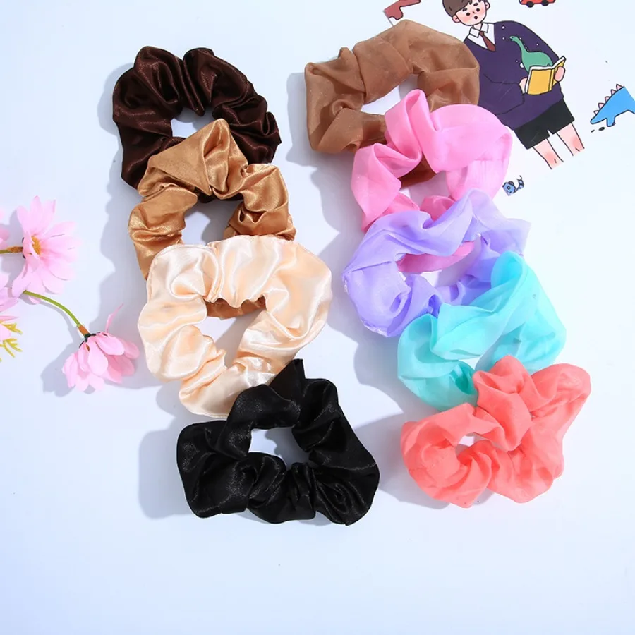 European and American cross-border simple temperament style color cloth large intestine ring hair ring solid color cloth ring h - Detail 1