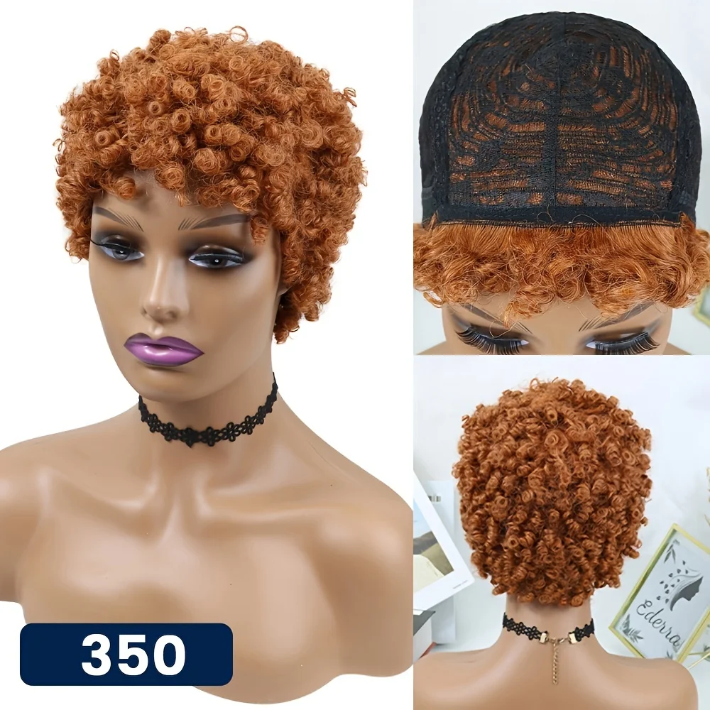 Parrucche ricci afro crespi Capelli umani Taglio pixie Parrucche corte Capelli umani Parrucche naturali peruviane Remy fatte a macchina