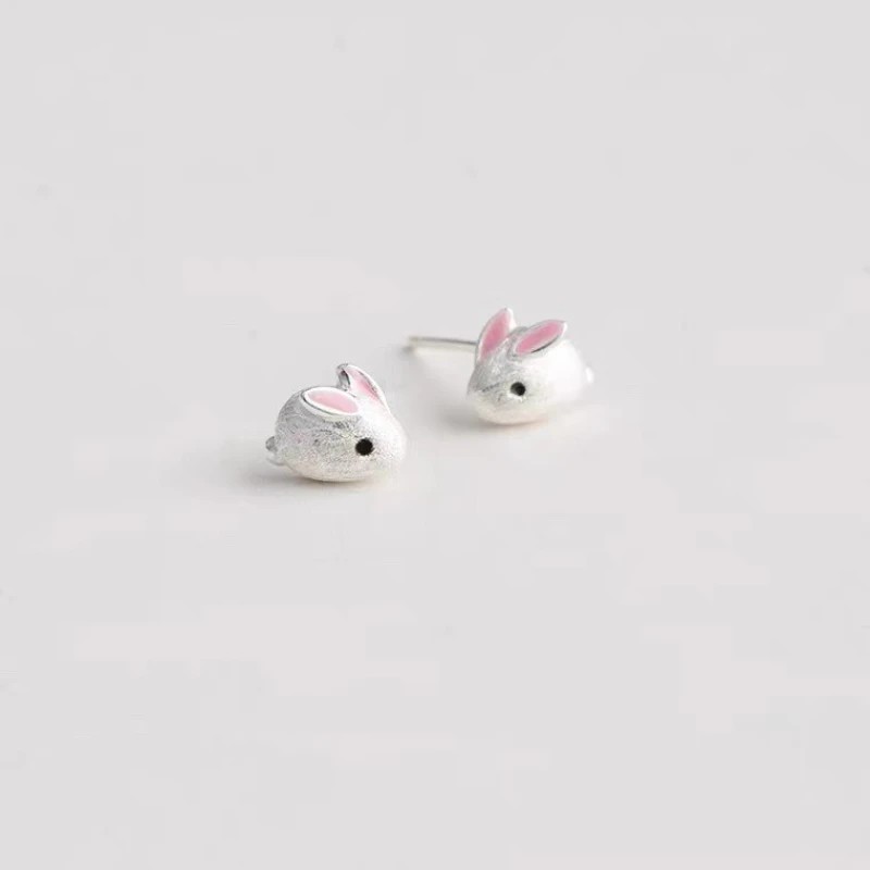 

925 Silver Rabbit Stud Earrings Simple Elegant Sweet Romantic Cute Exquisite Small in Size Girlish Charm for Women