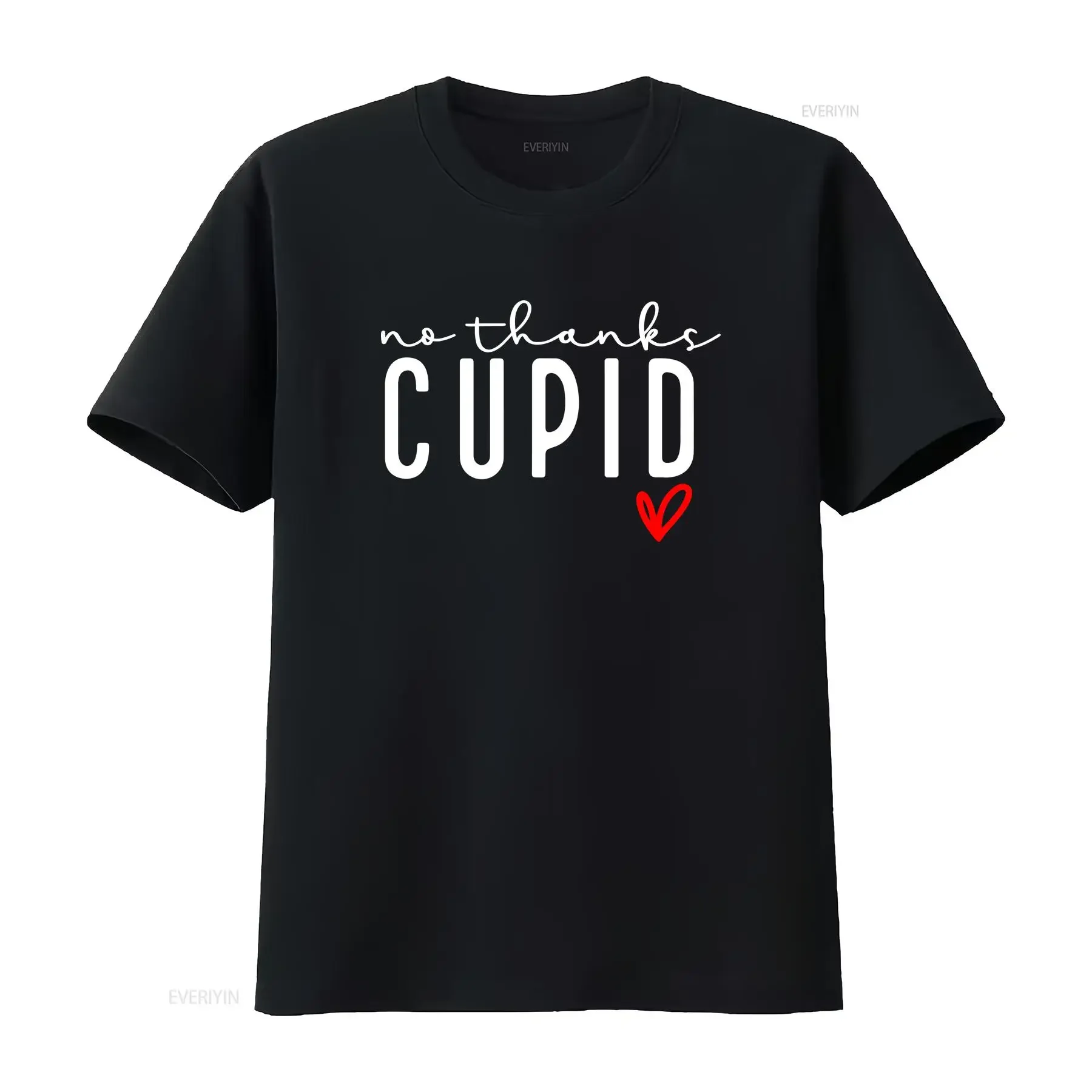 No Thanks Cupid T Shirt Happy Valentine s Day Anti Valentine's Funny  vintage Washed Slightly streetwear graphic Versatile