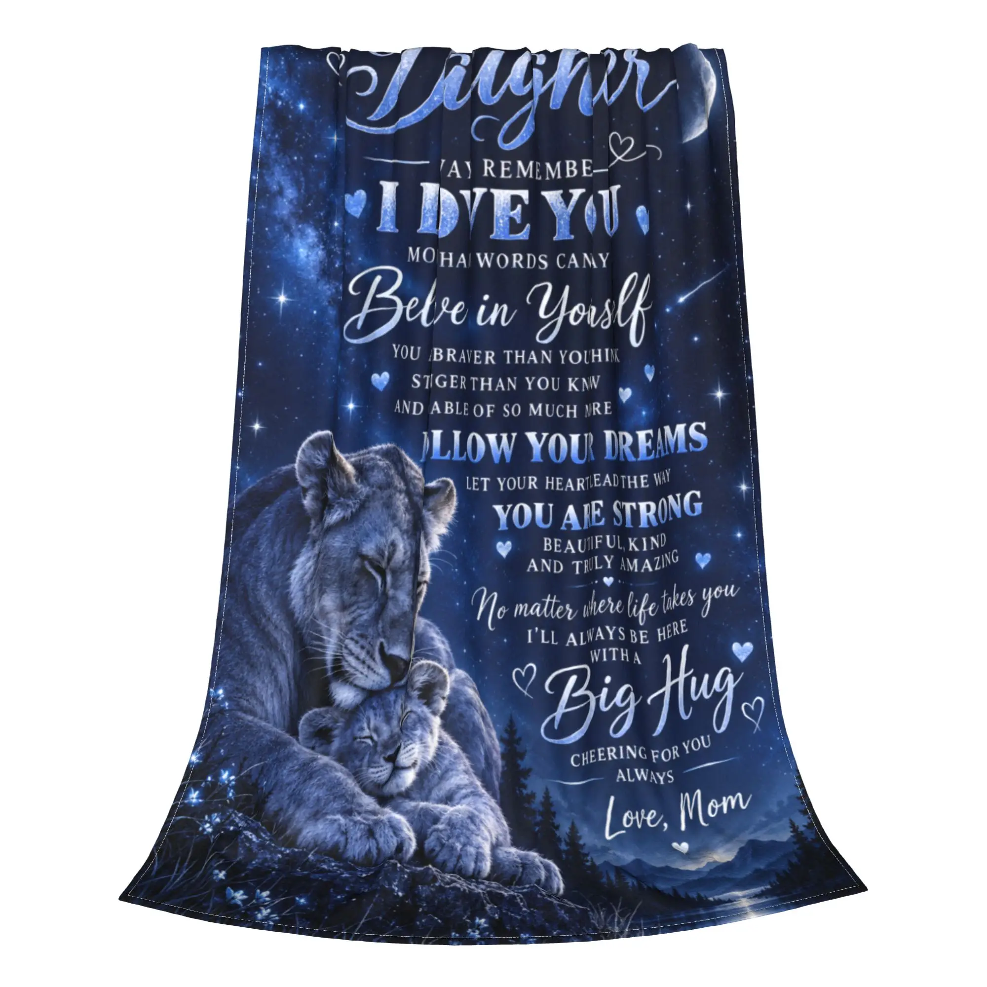 1PC Home To My Daughter Lion Poster Blanket Throw Blanket Thanksgiving Gifts Novelty Warm Blanket All Season Gift