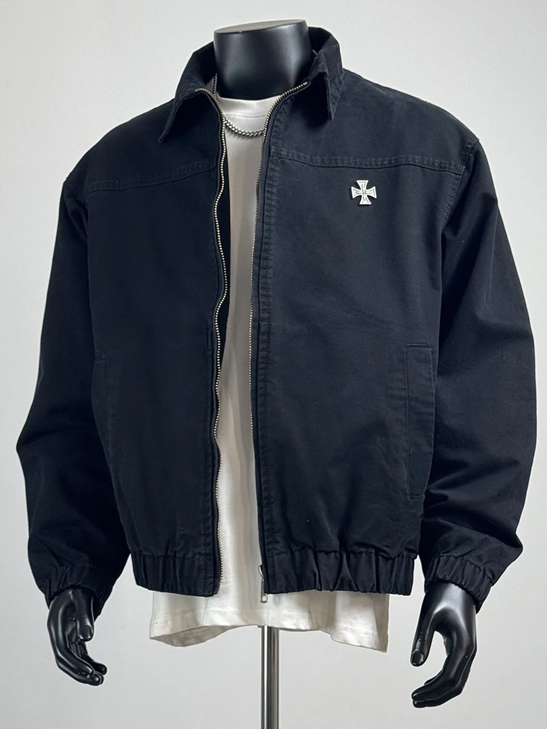 سترة رجالية بياقة على طراز الملابس العملية القديمة، متعددة الاستخدامات للربيع والخريف، ملابس خارجية سميكة مع دبابيس معدنية، م...