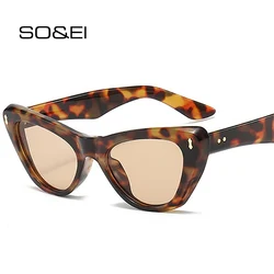 So & ei-男性と女性のためのレトロなリベットサングラス,猫の目,ファッション,オレンジと青の色合い,uv400