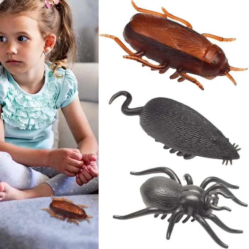 Moving Cockroach Toy Realistic Vibration Electric Crawl Toy Battery Powered Spider Vibrating Mouse for Cats and Kids