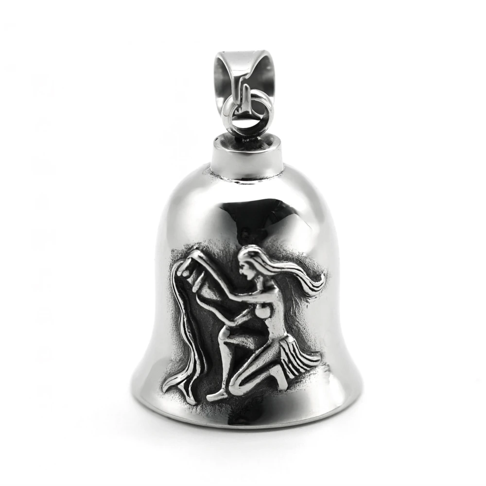 Classic Twelve Constellations Bell Pendant Stainless Steel Charm 12 Horoscope Libra Scorpio Biker Mens Pendant Christmas Gift