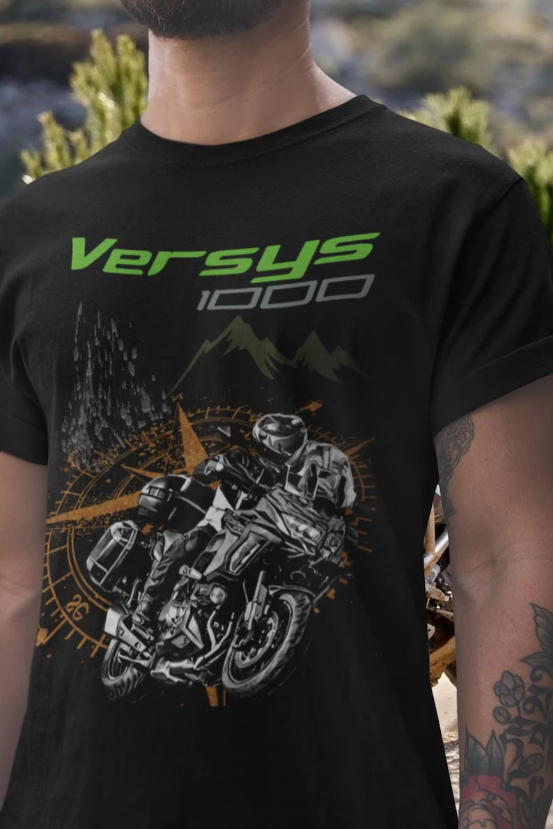 Versys 1000 Adventure Touring Motorcycle T Shirt Gift for Bikers Moto Travel Lovers Dual Sport Touri Cotton T-shirt Unisex