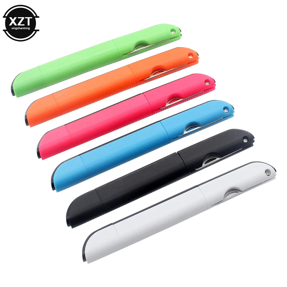 Multifunction Creative Ballpoint Pen Folding Scissors Knife Ruler Candy Color Pens for Writing Portable Office School Stationery