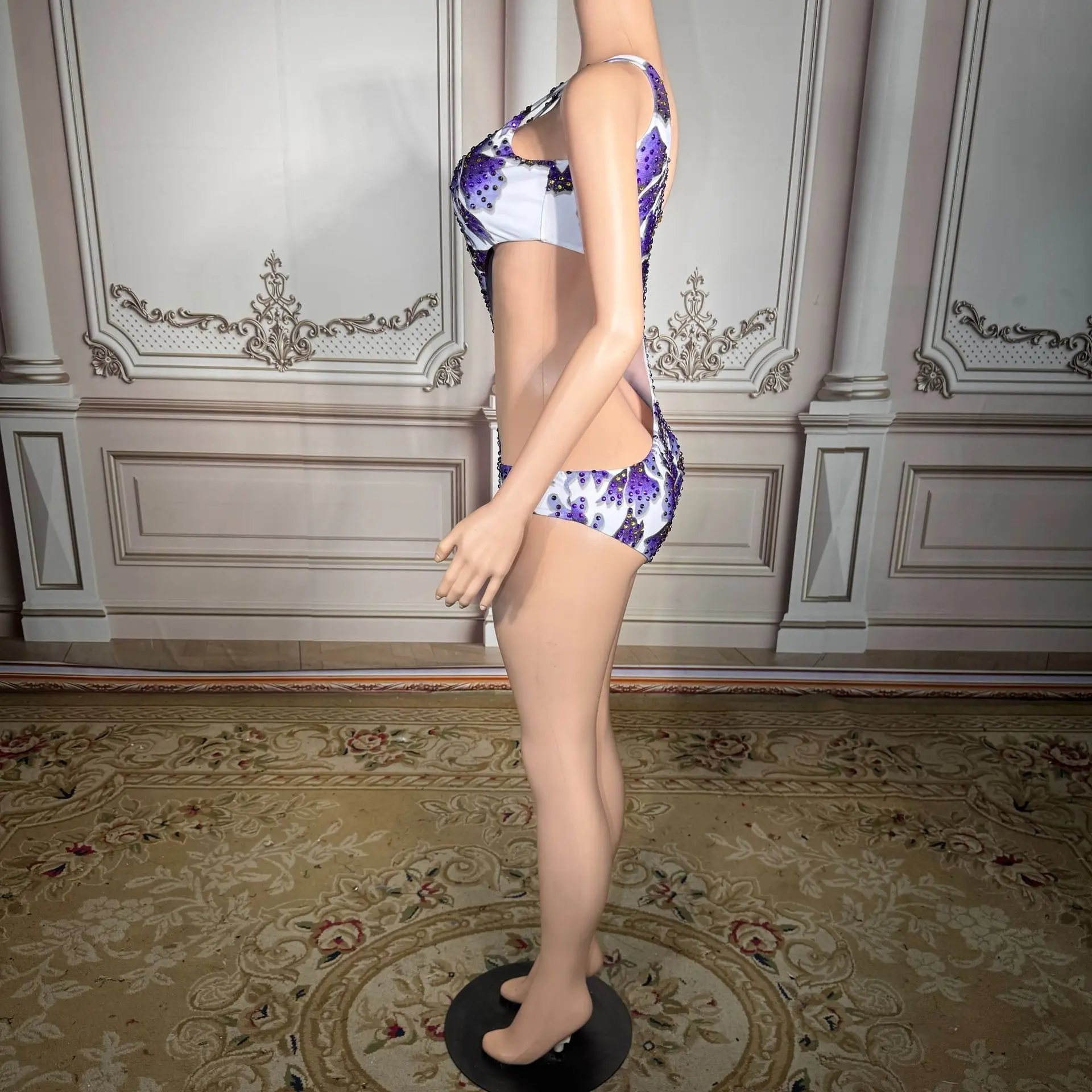 

backless European and American beach swimsuit with spaghetti straps floral print slimming triangle one-piece swimsuit for women