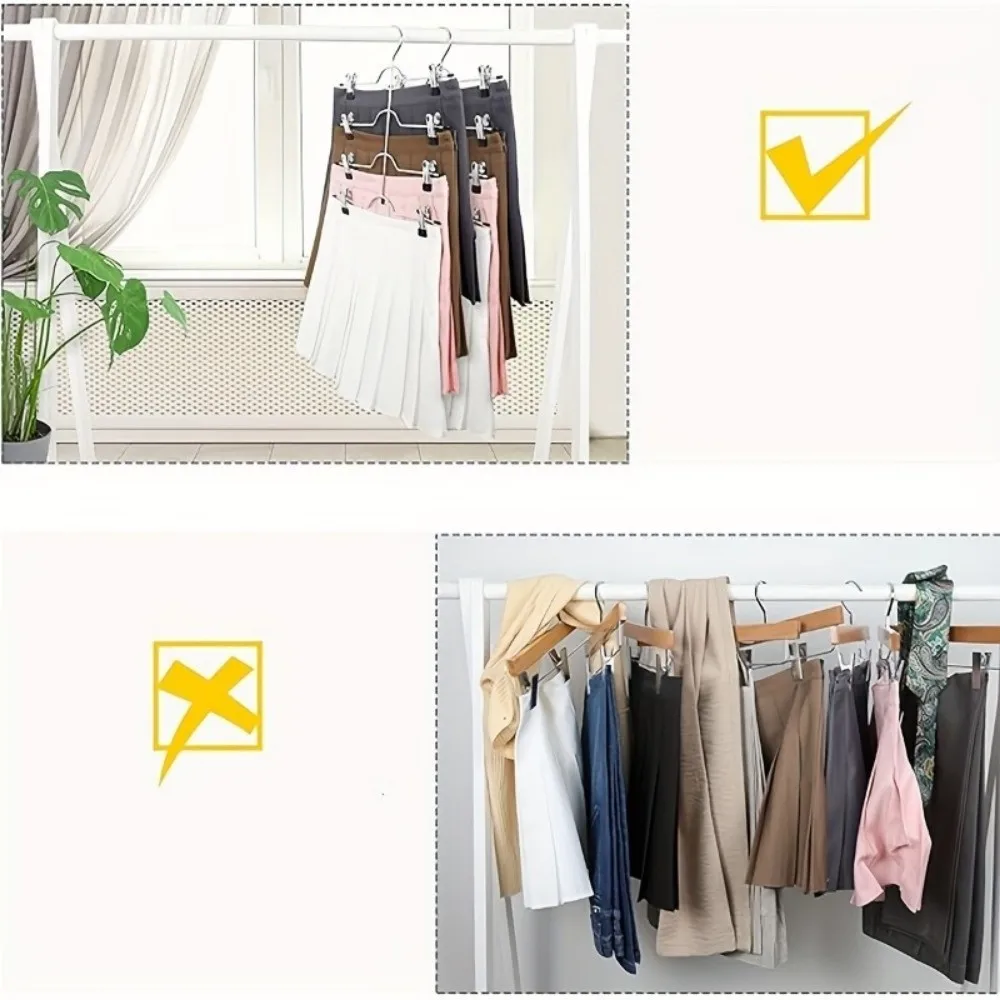 2pcs Stainless Steel Pants Hangers Multi-functional Adjustable Bras Hangers Space-Saving Non-Slip Hangers