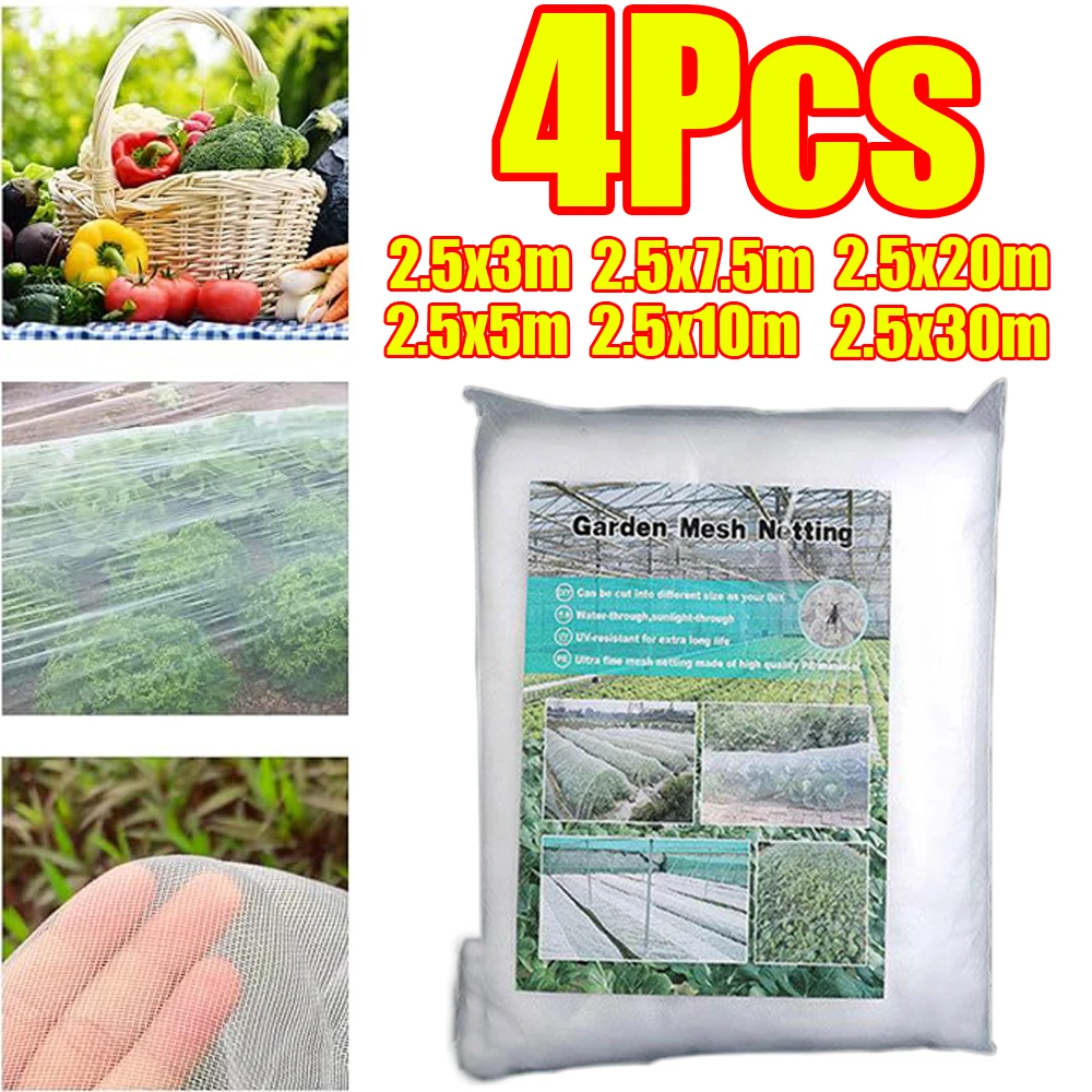 1-4Pcs 60 Meshs Insect-proof Net Flower and Vegetable Care Cover, Greenhouse Protective Net, Pest-proof Bird Net Garden Tools