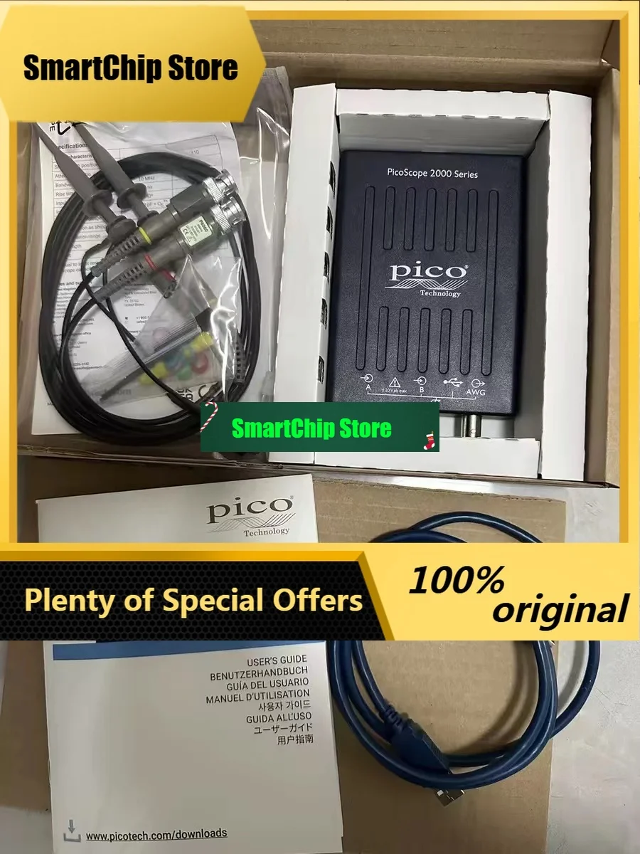 SmCpPicoTech PicoScope 2204A 2CH 10MHz 100MS/s 8kpts PC Connected Scope Compact Bench Entry Level For Education Repair