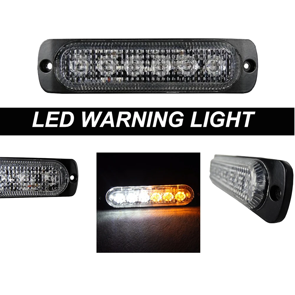 Strobe Light Flashing Emergency Lamp 6 LED for Construction Trucks, Service Vehicles, Plows, Vehicles LANTSUN LED6442