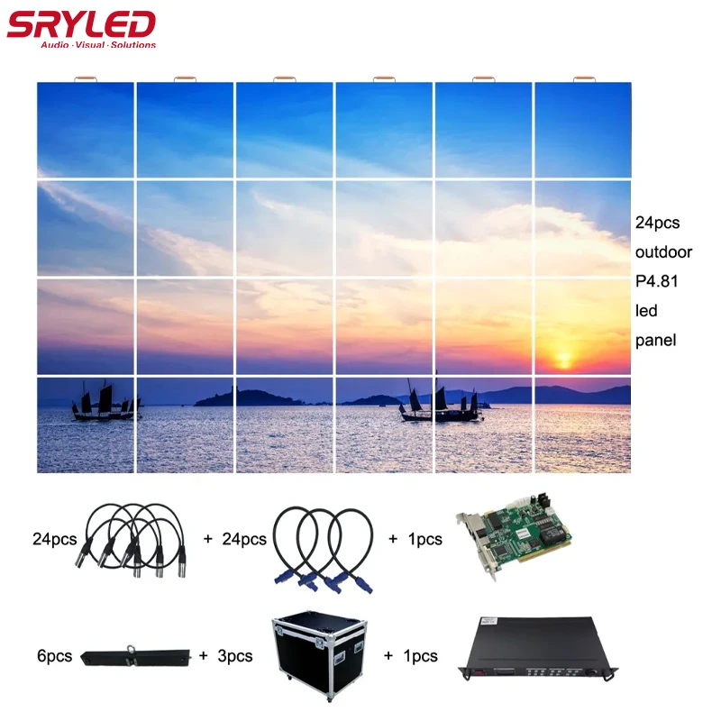 SRYLED 3x2m Outdoor P4.81 Portable Led Display Screen Events Stage Backgound Video Processor Flight Case Hanging Bar Led Panel