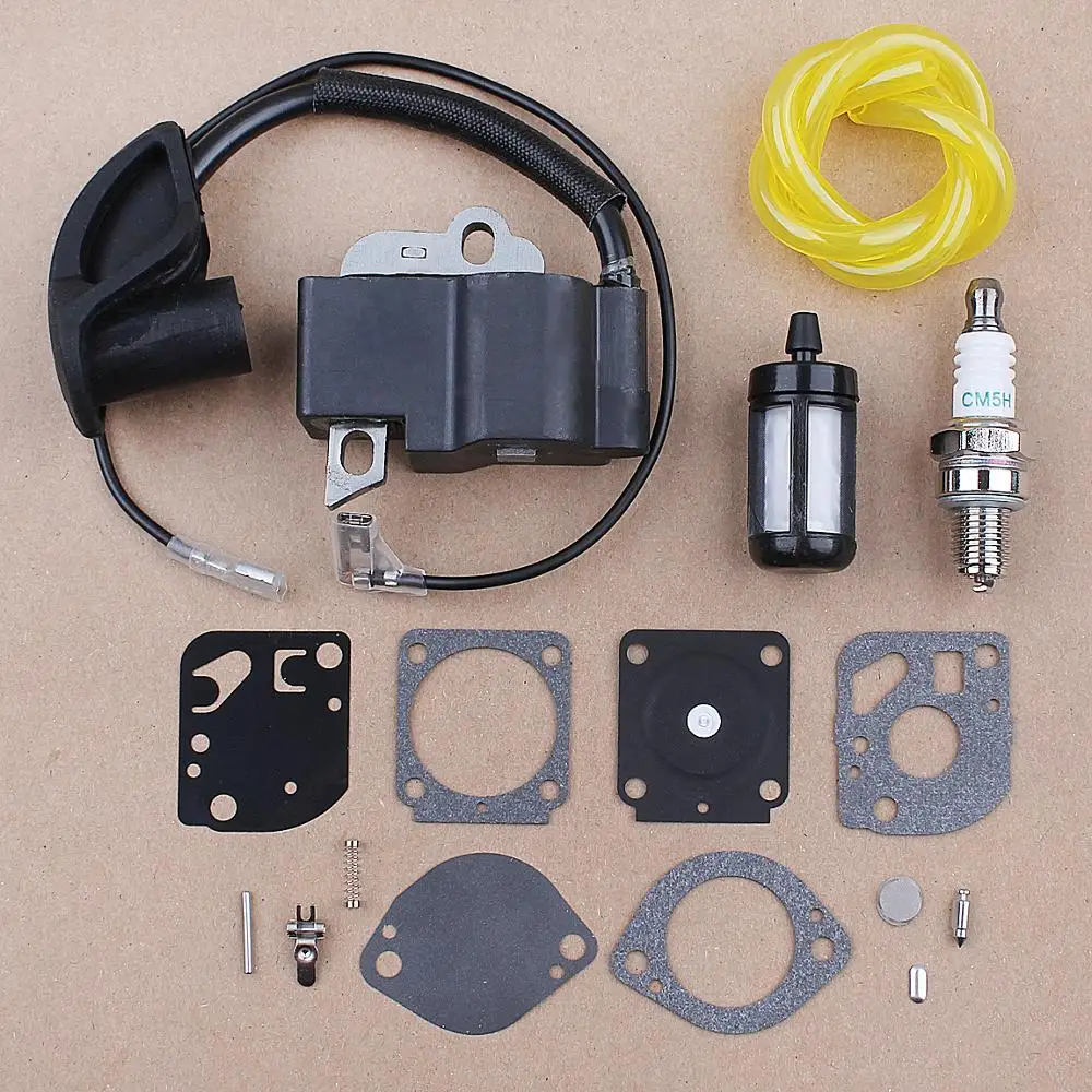 Kit de reparación de carburador de bobina de encendido, Kit de línea de filtro de combustible para motor Stihl FS87 FS90 FS100 HL100 HL95 KM90 HT100 KM100 KM130