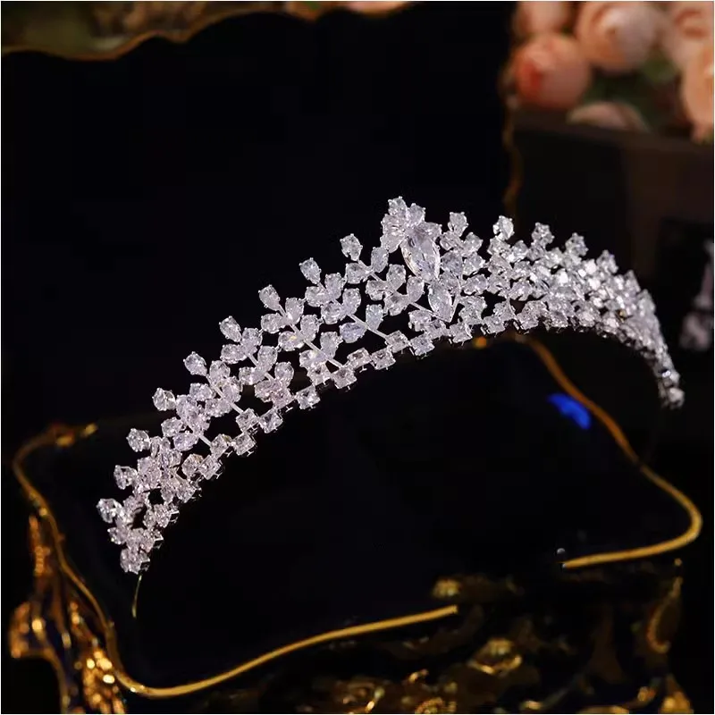 

Cubic Zirconia Tiaras For Wedding Bride Headband Elegant Bridal Tiara Headdress Prom Party Hair Jewelry Crown For Women Girl