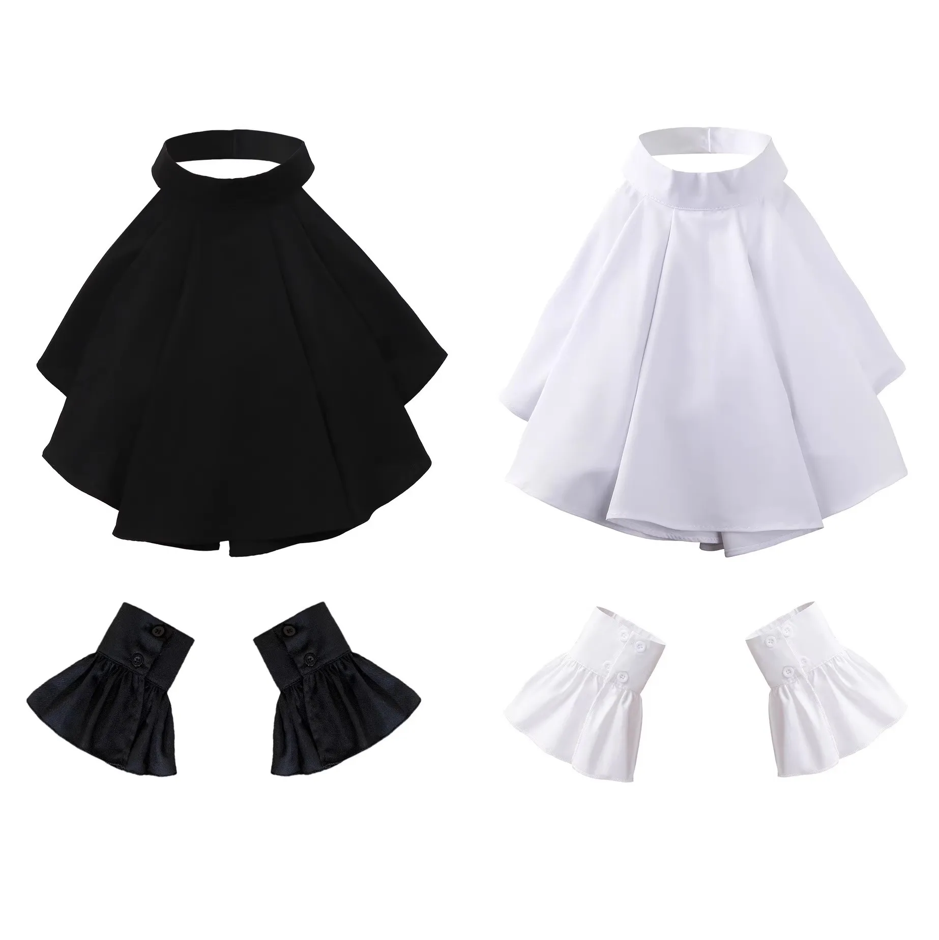 Victorian Neck Collar Ruffled Lace Jabot Adult Women Men White Black Renaissance Costume Accessories view 6